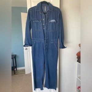 Free People Blue Denim Jumpsuit